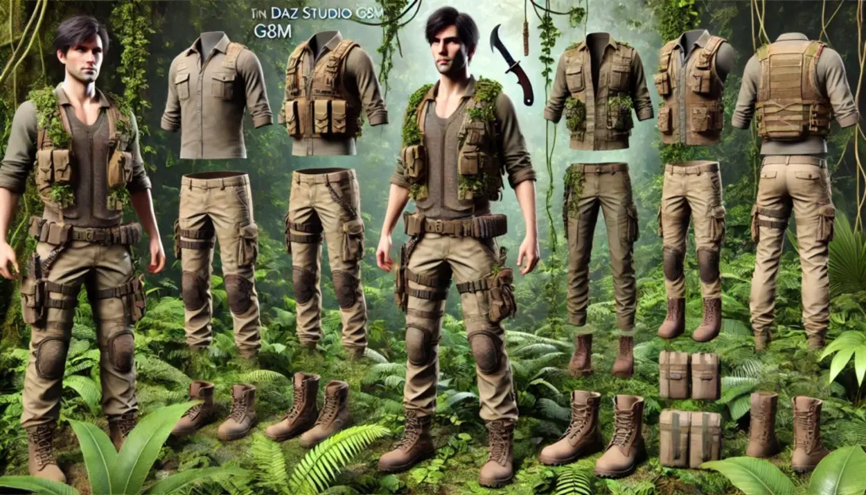 Daz Studio G8m Jungle Clothes – Guide to versatile 3D outfit options